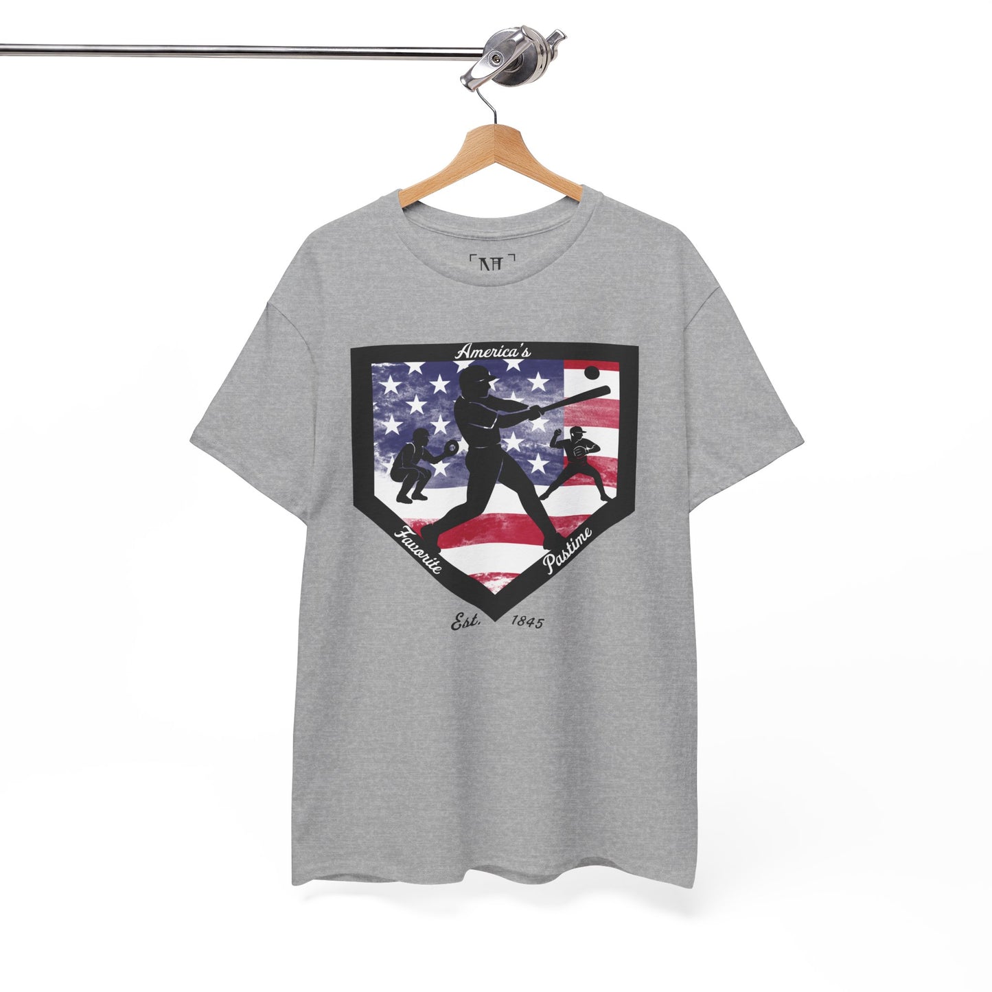 Baseball Home Plate American Flag T‑Shirt – America's Favorite Pastime Design