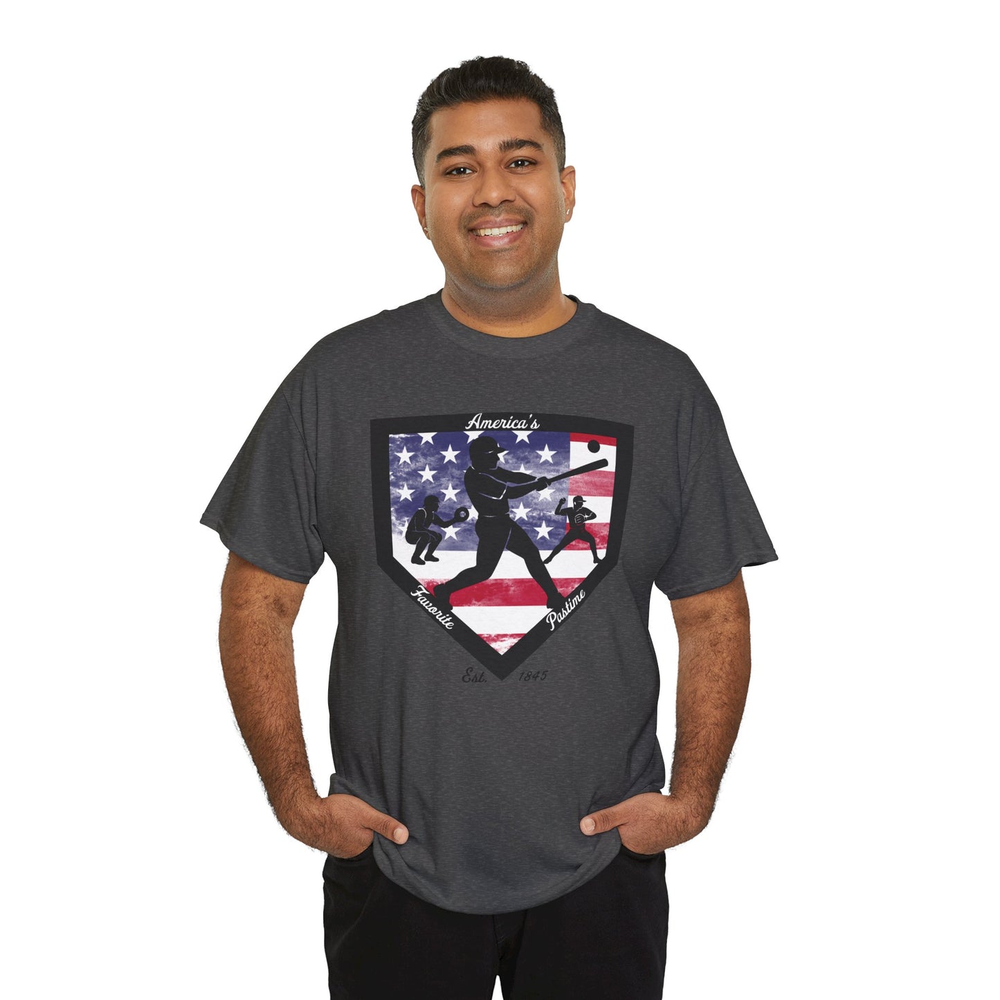 Baseball Home Plate American Flag T‑Shirt – America's Favorite Pastime Design