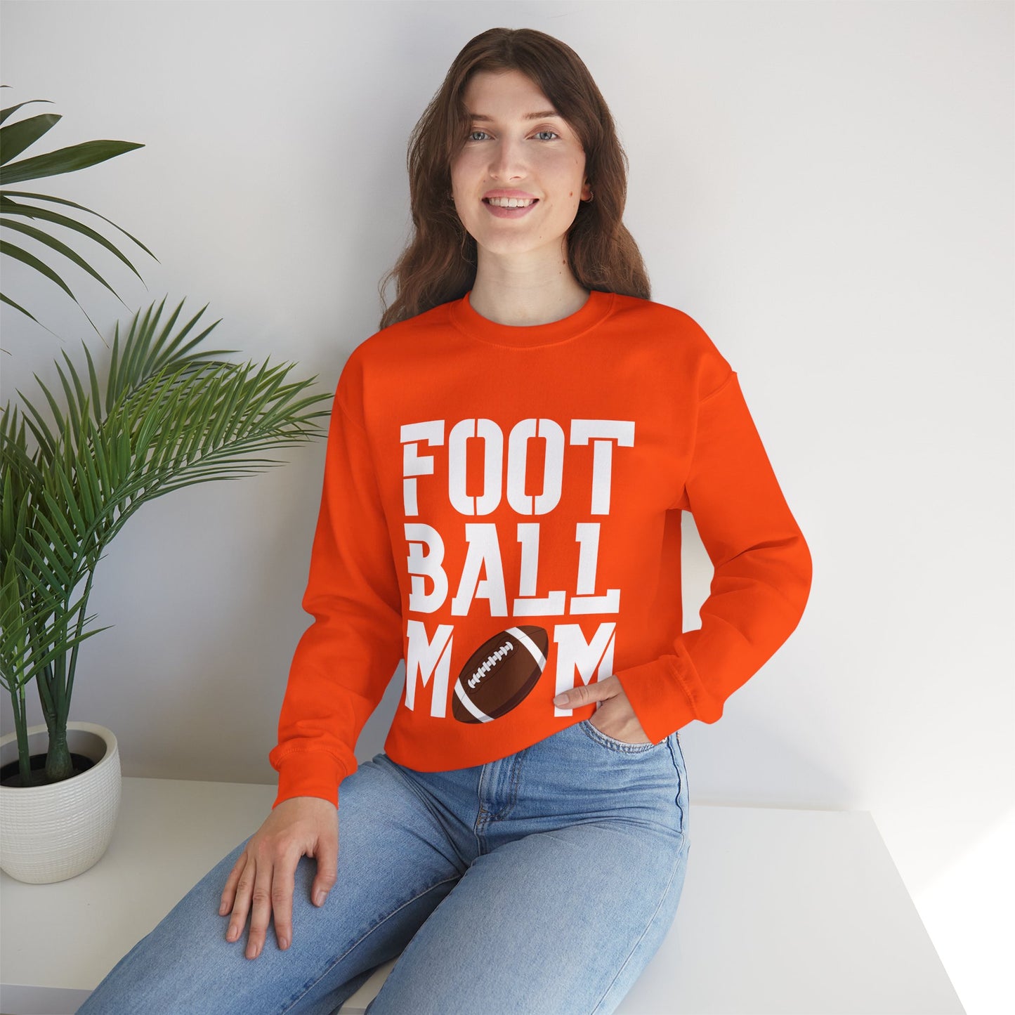 Football Mom Crewneck Sweatshirt (White Text)