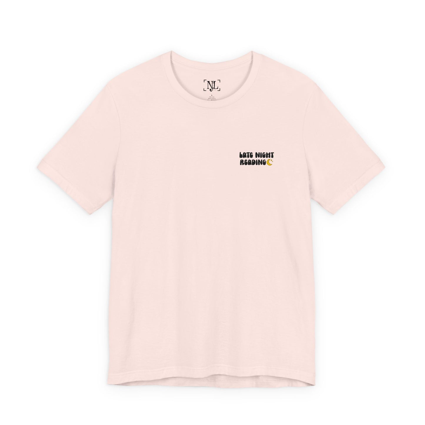 Late Night Reading - Embroidered Literary Tee (Black Text)