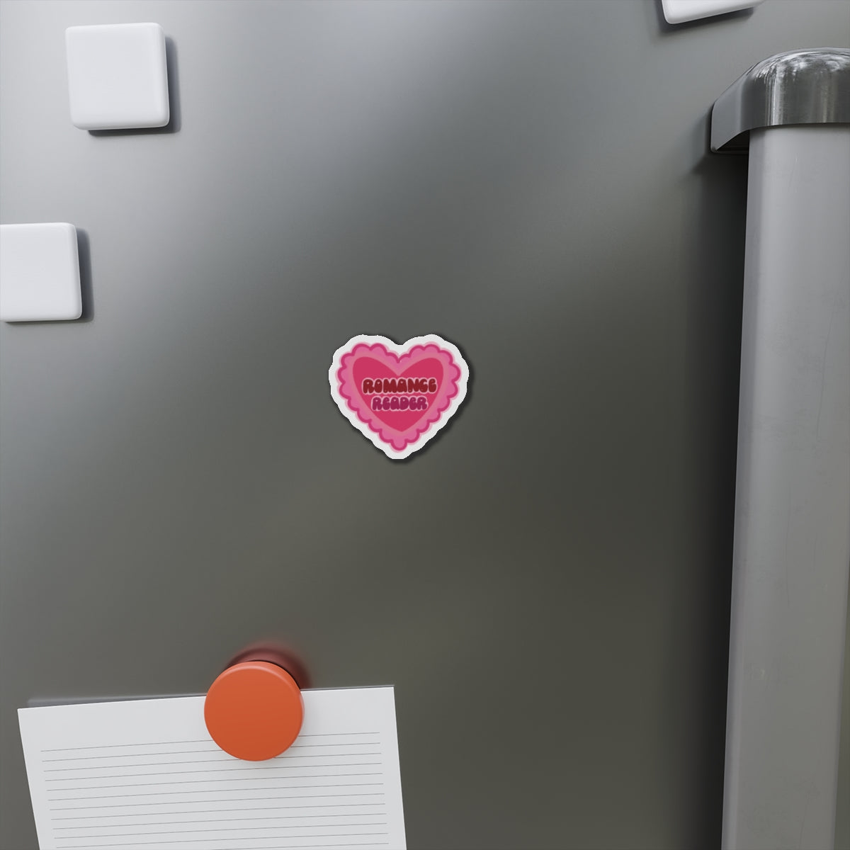Romance Reader Heart Magnet — Pink Die-Cut Book Lover Magnet