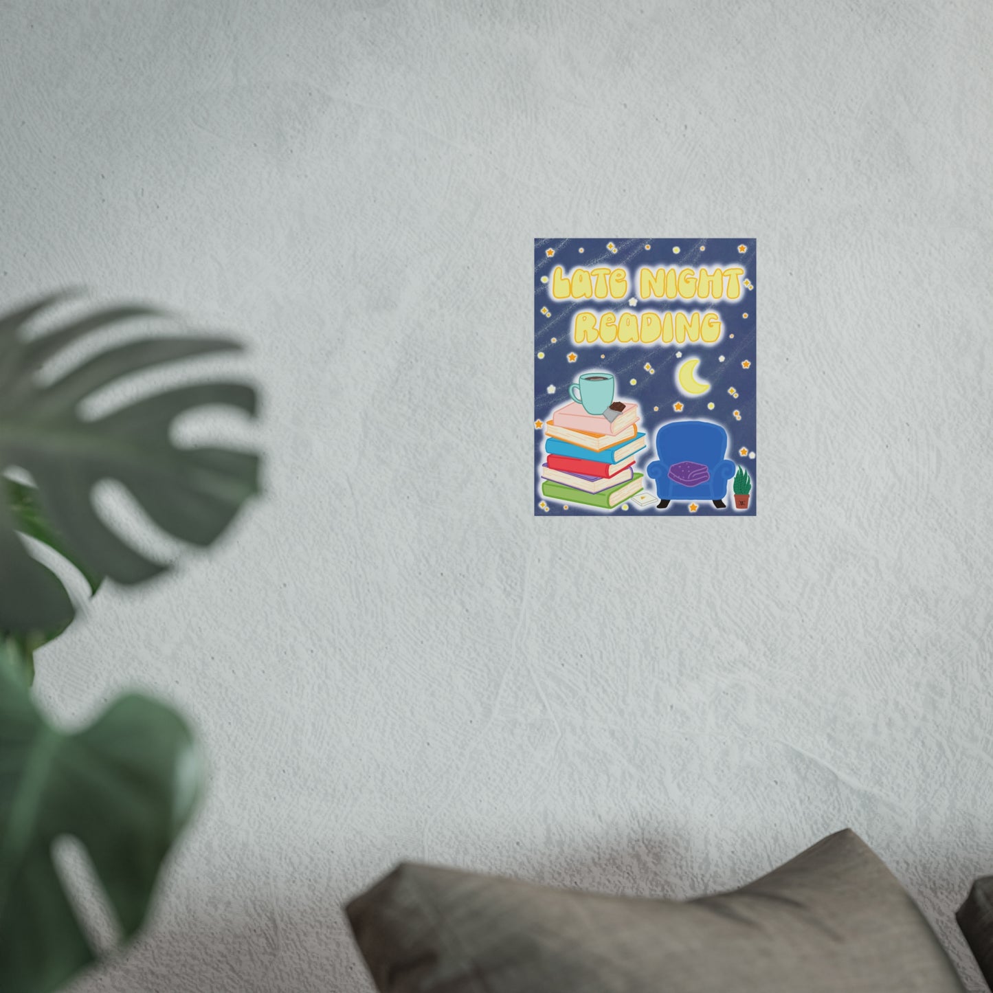 Late Night Reading Poster — Cozy Book Lover Wall Art