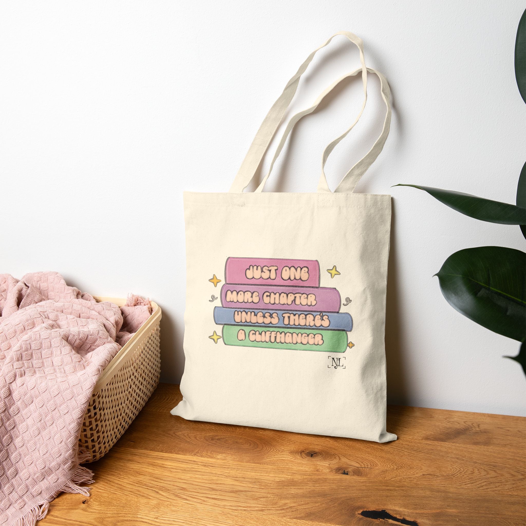 Book Lover Canvas Tote - "Just One More Chapter"