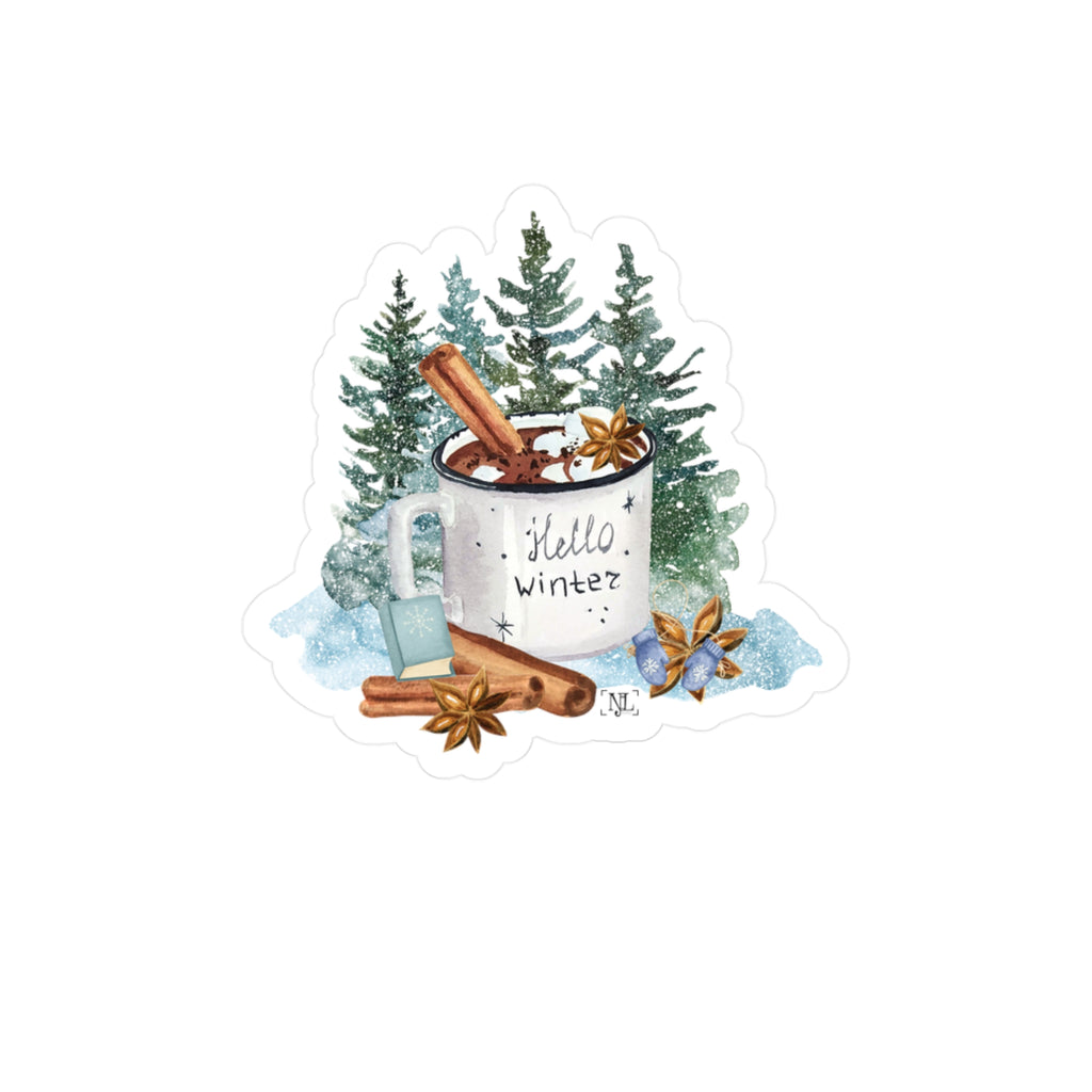 Hello Winter Mug Sticker — Kiss-Cut Vinyl Sticker
