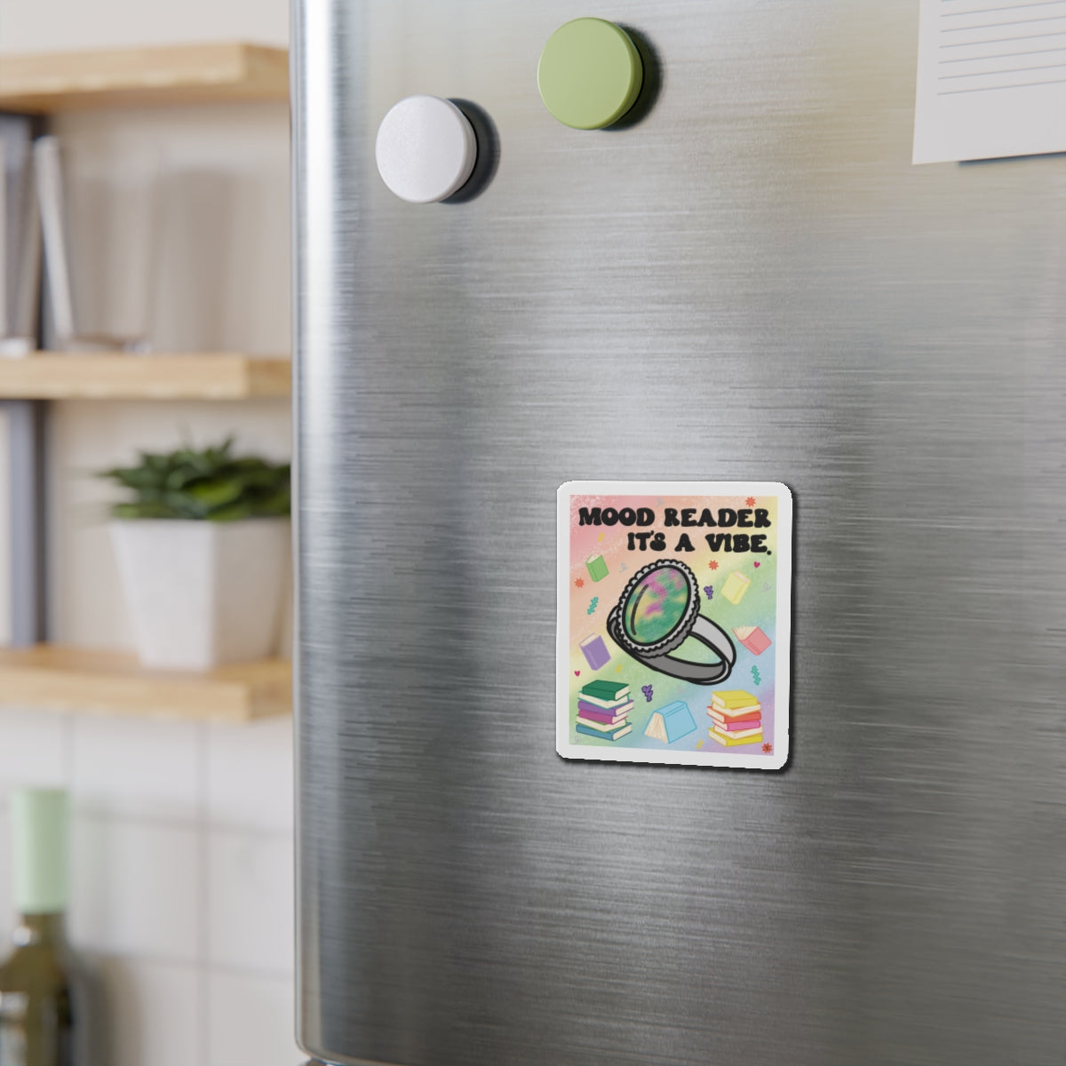 Mood Reader. It's a Vibe Die-Cut Magnet — Cozy Book Lover Refrigerator Decor (without Genres)