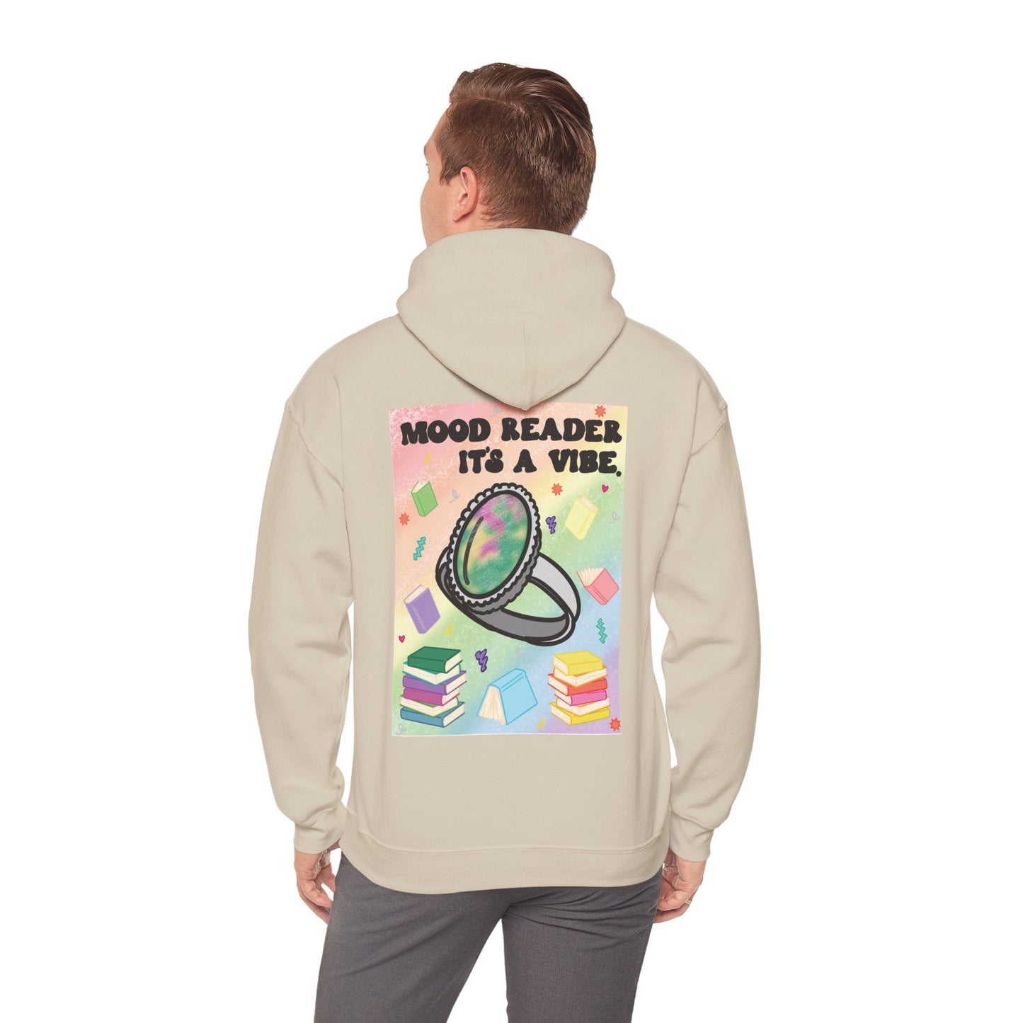 Mood Reader It's a Vibe Book Lover Pullover Graphic Hoodie (Black Text)
