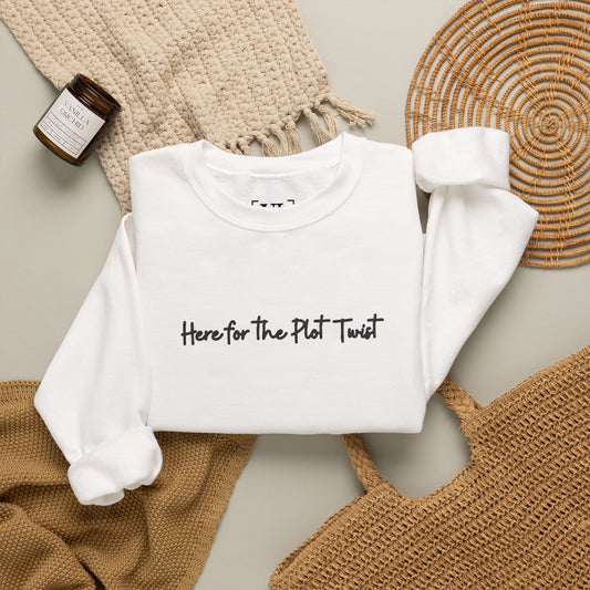 Here for the Plot Twist - Bookish Villa Inspired Embroidered Sweatshirt