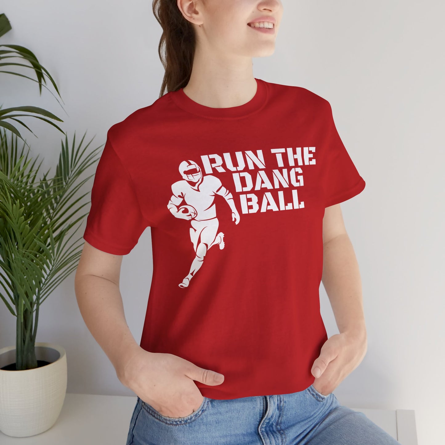 Run the Dang Ball T-Shirt — Football Player Graphic Tee (White Text)