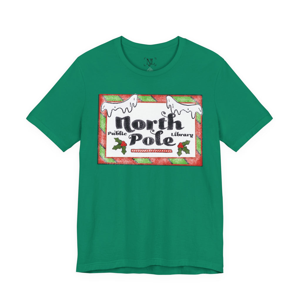 North Pole Library Short Sleeve Christmas Tee