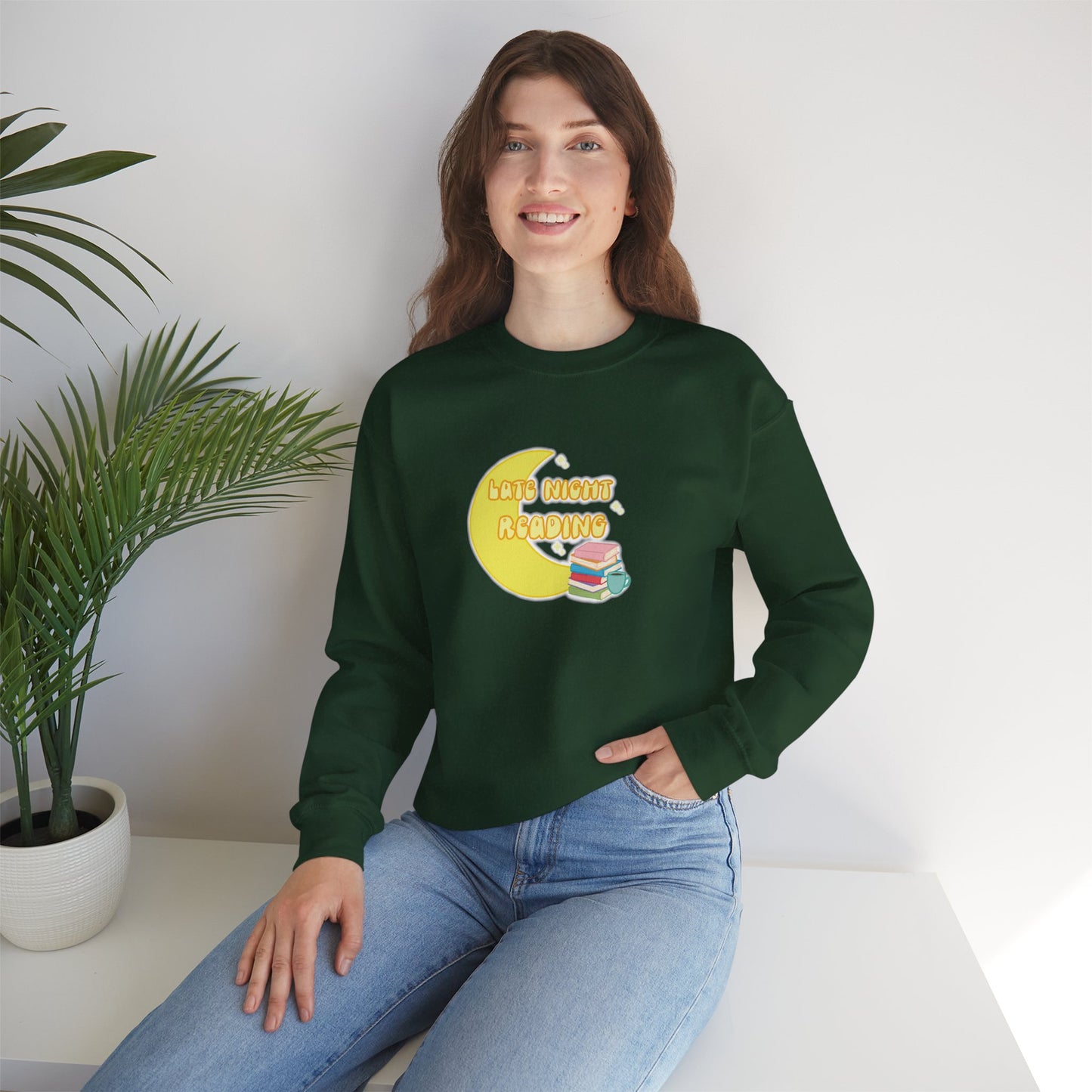 "Late Night Reading" - Cozy Crewneck Heavy Blend Sweatshirt