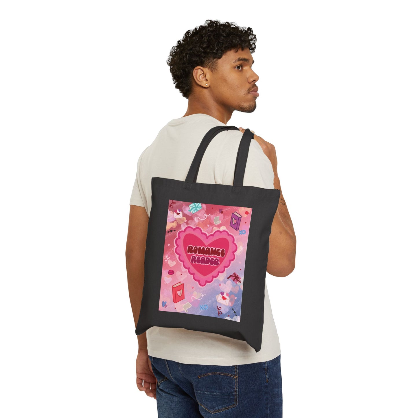 Romance Reader Tote Bag — Cute Heart Booklover Canvas Tote