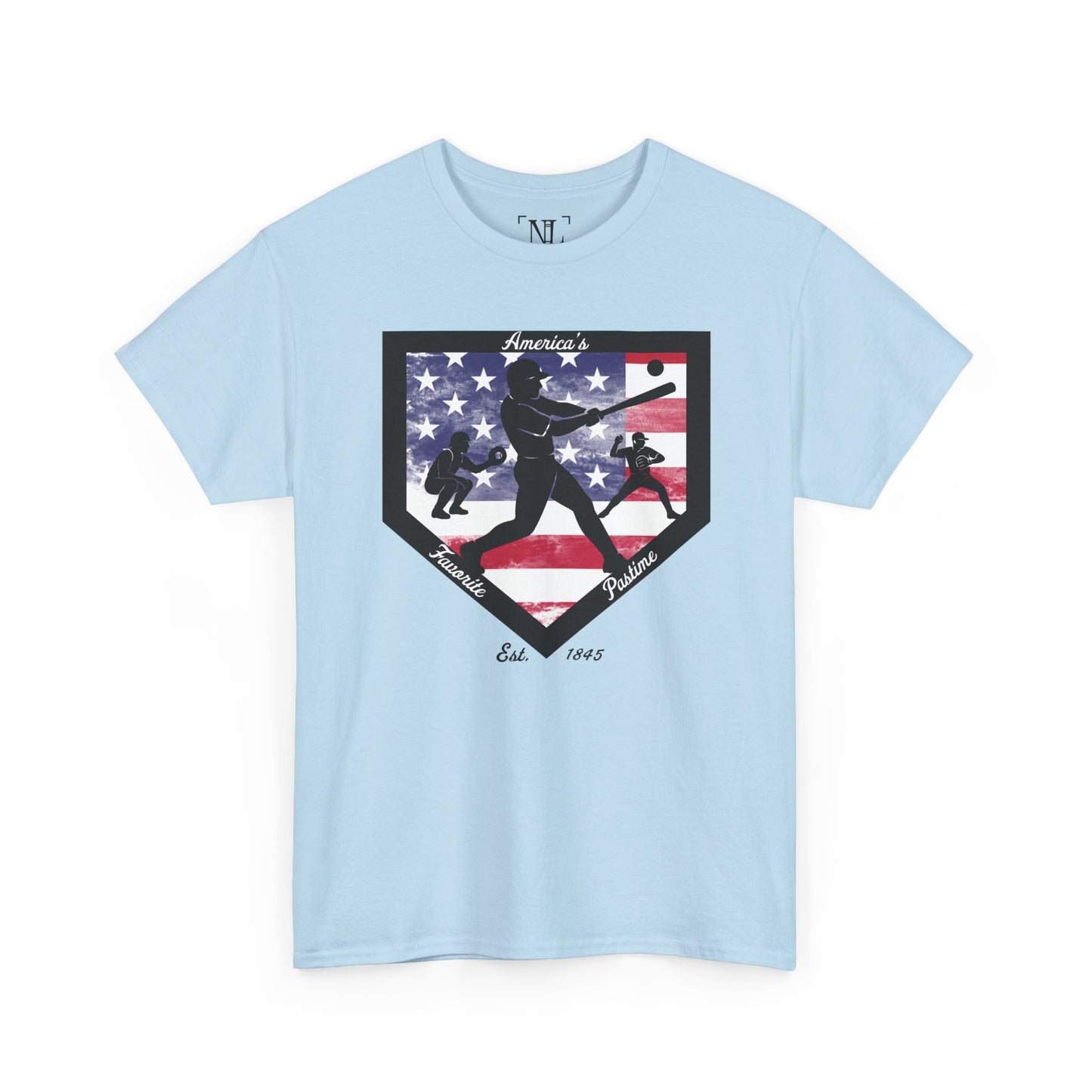 Baseball Home Plate American Flag T‑Shirt – America's Favorite Pastime Design