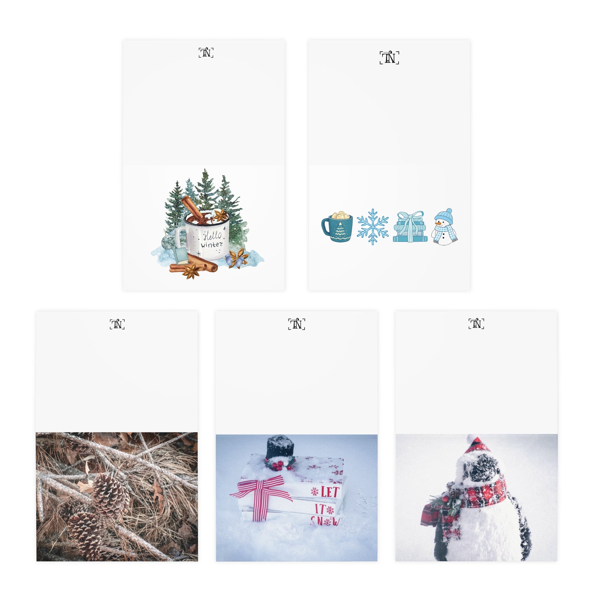Winter Wonderland Greeting Cards — 5-Pack Assorted Seasonal Designs