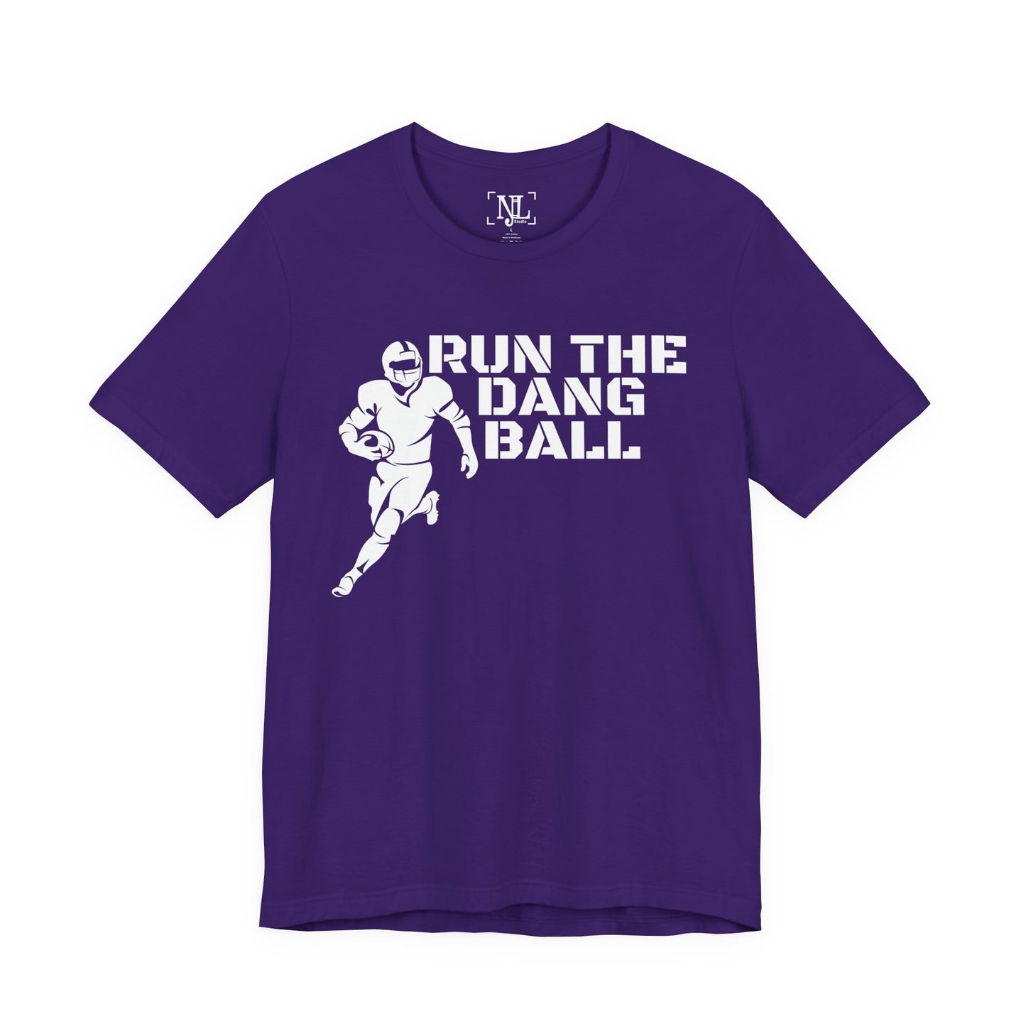 Run the Dang Ball T-Shirt — Football Player Graphic Tee (White Text)