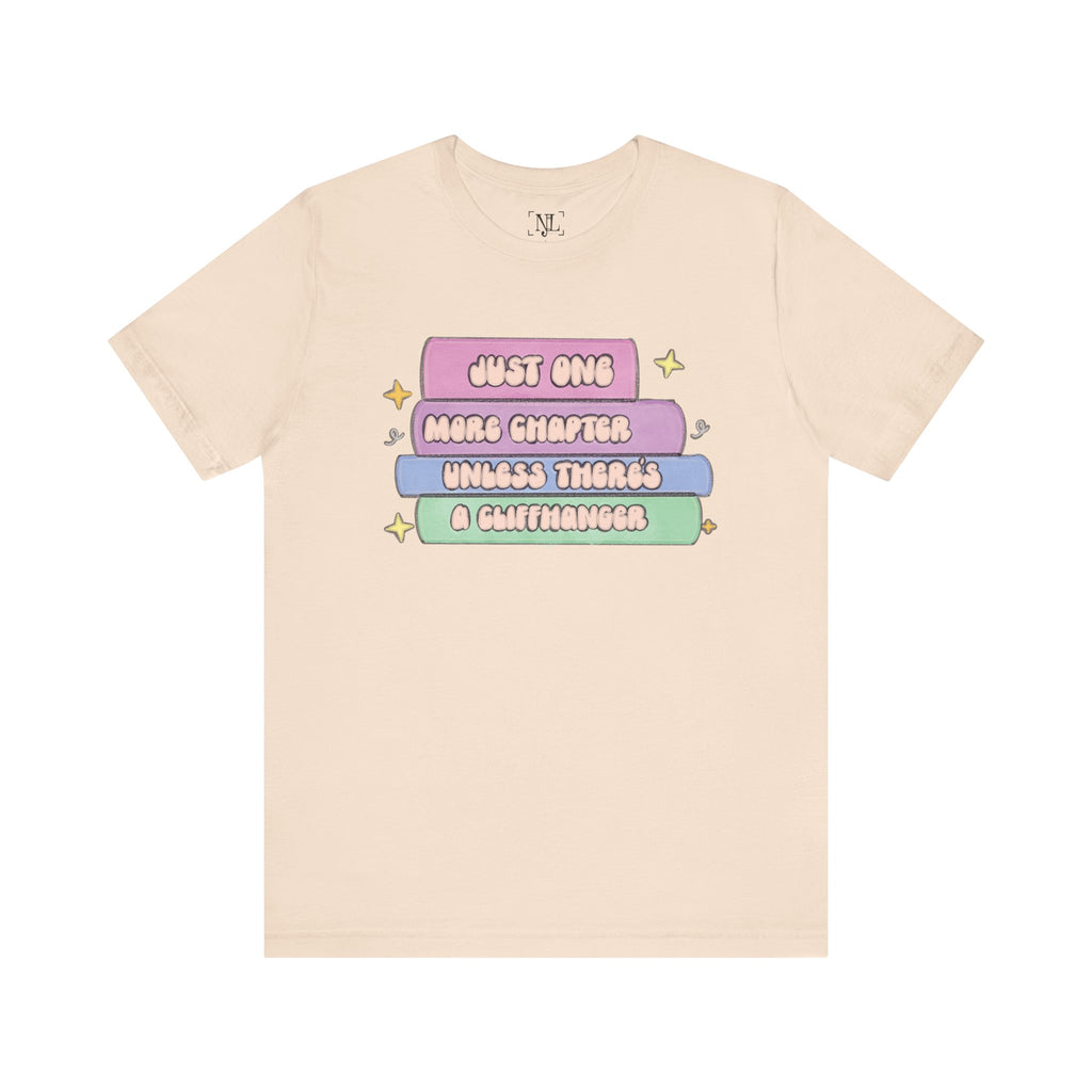 Book Lover Tee — "Just One More Chapter Unless There’s A Cliffhanger" Pastel Graphic