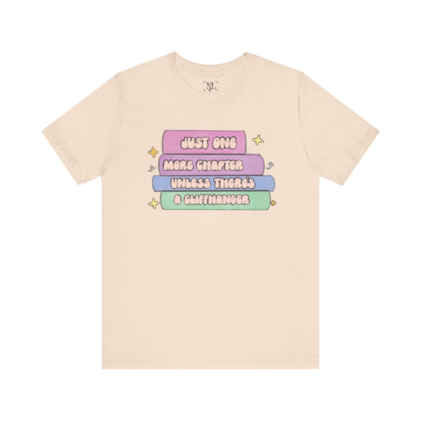 Book Lover Tee — "Just One More Chapter Unless There’s A Cliffhanger" Pastel Graphic