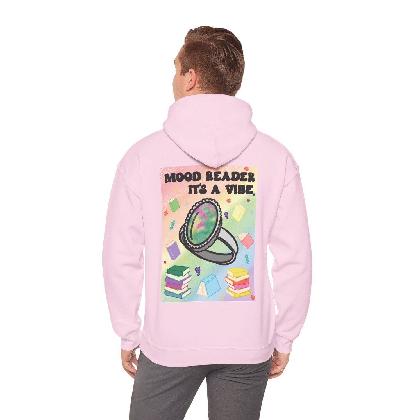Mood Reader It's a Vibe Book Lover Pullover Graphic Hoodie (Black Text)