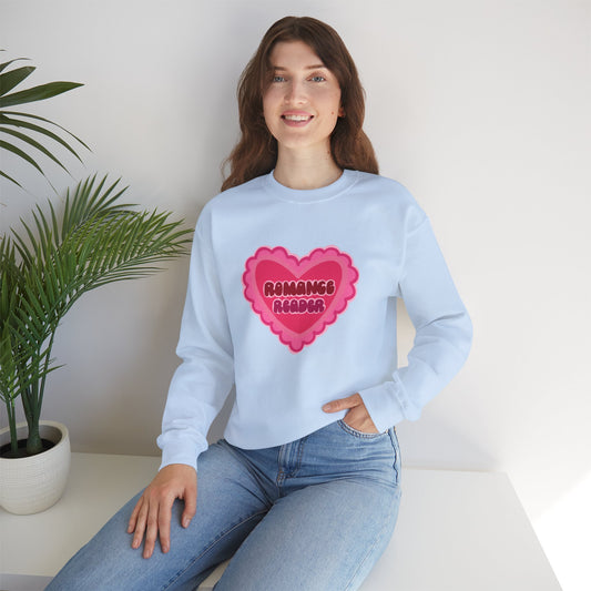 Romance Reader Heart Logo - Cozy Bookish Crewneck Sweatshirt