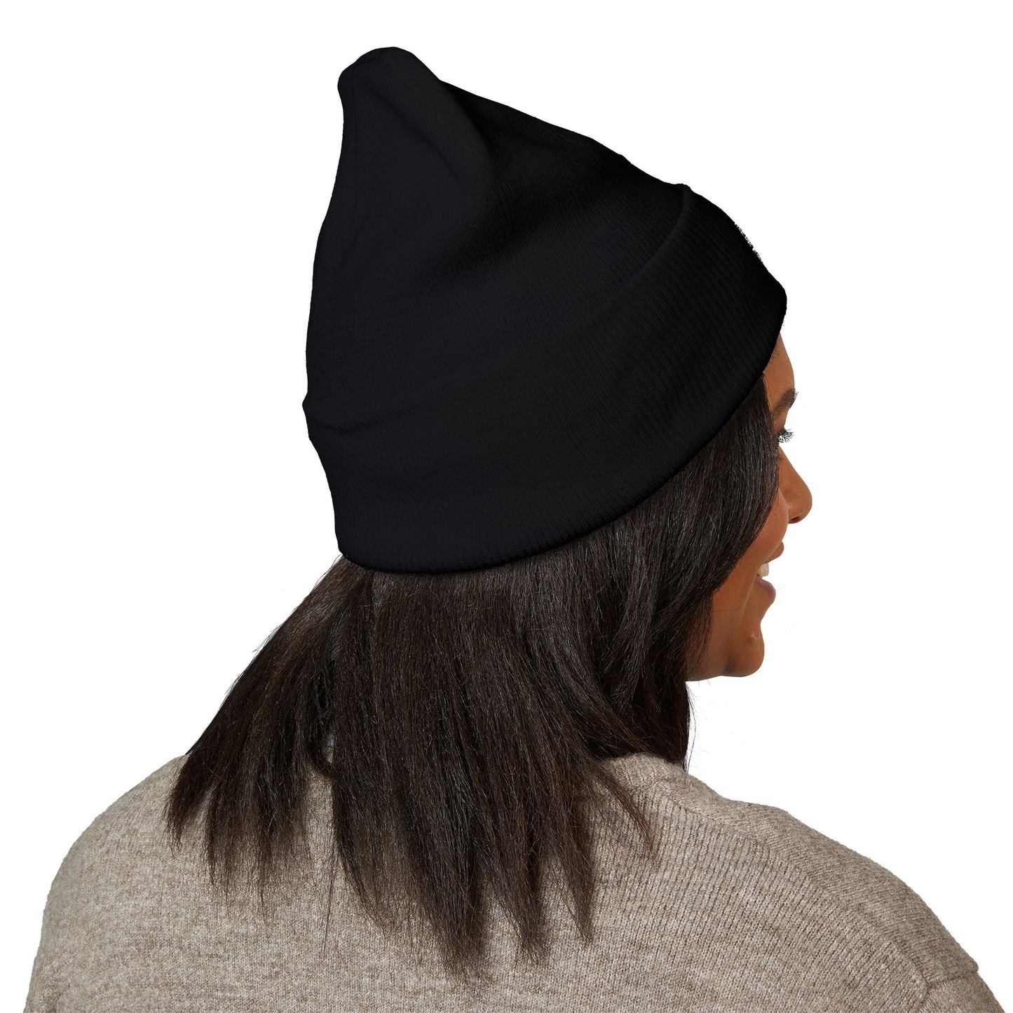 Football Mom Embroidered Cuffed Beanie – Cozy Sideline Knit Hat (White Text)