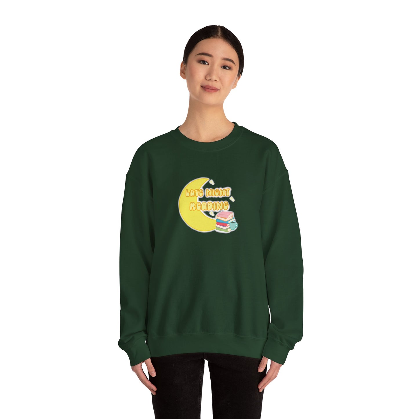 "Late Night Reading" - Cozy Crewneck Heavy Blend Sweatshirt