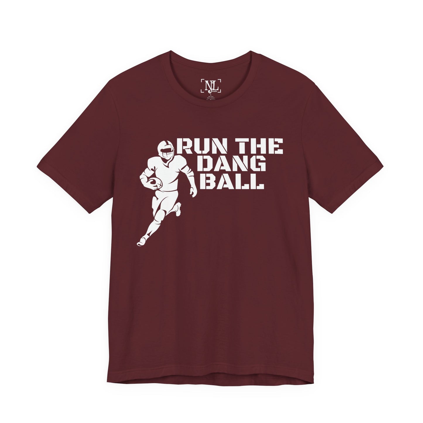 Run the Dang Ball T-Shirt — Football Player Graphic Tee (White Text)