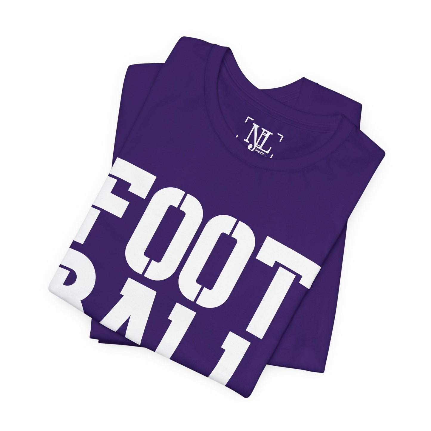 Football Mom T-Shirt – Bold Stacked Text with Football Graphic (White Text)