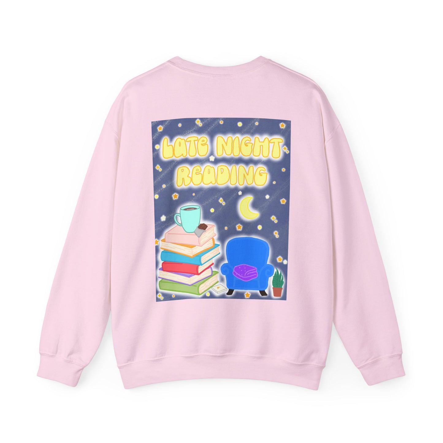 "Late Night Reading " — Cozy Book Lover Crewneck (Black Text)