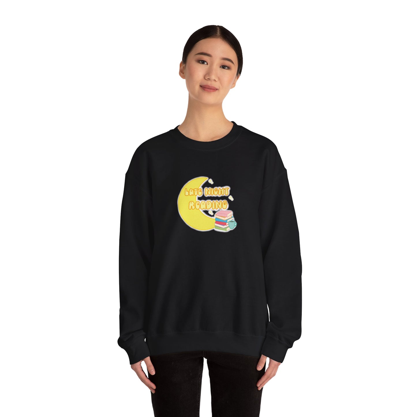 "Late Night Reading" - Cozy Crewneck Heavy Blend Sweatshirt