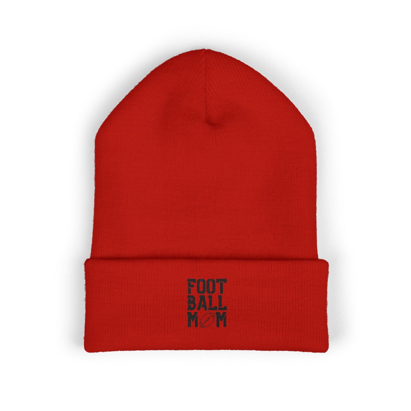Football Mom Embroidered Cuffed Beanie – Cozy Sideline Knit Hat