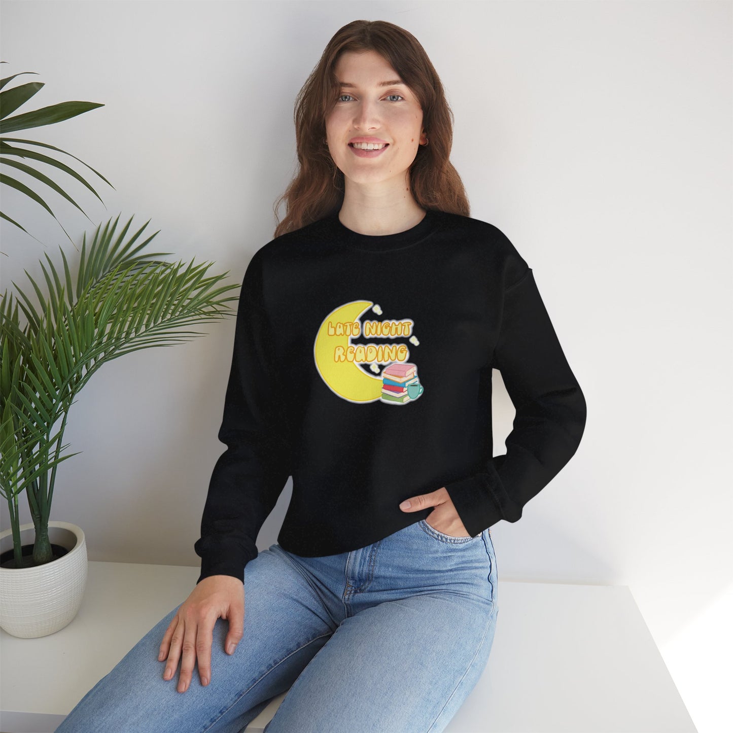 "Late Night Reading" - Cozy Crewneck Heavy Blend Sweatshirt