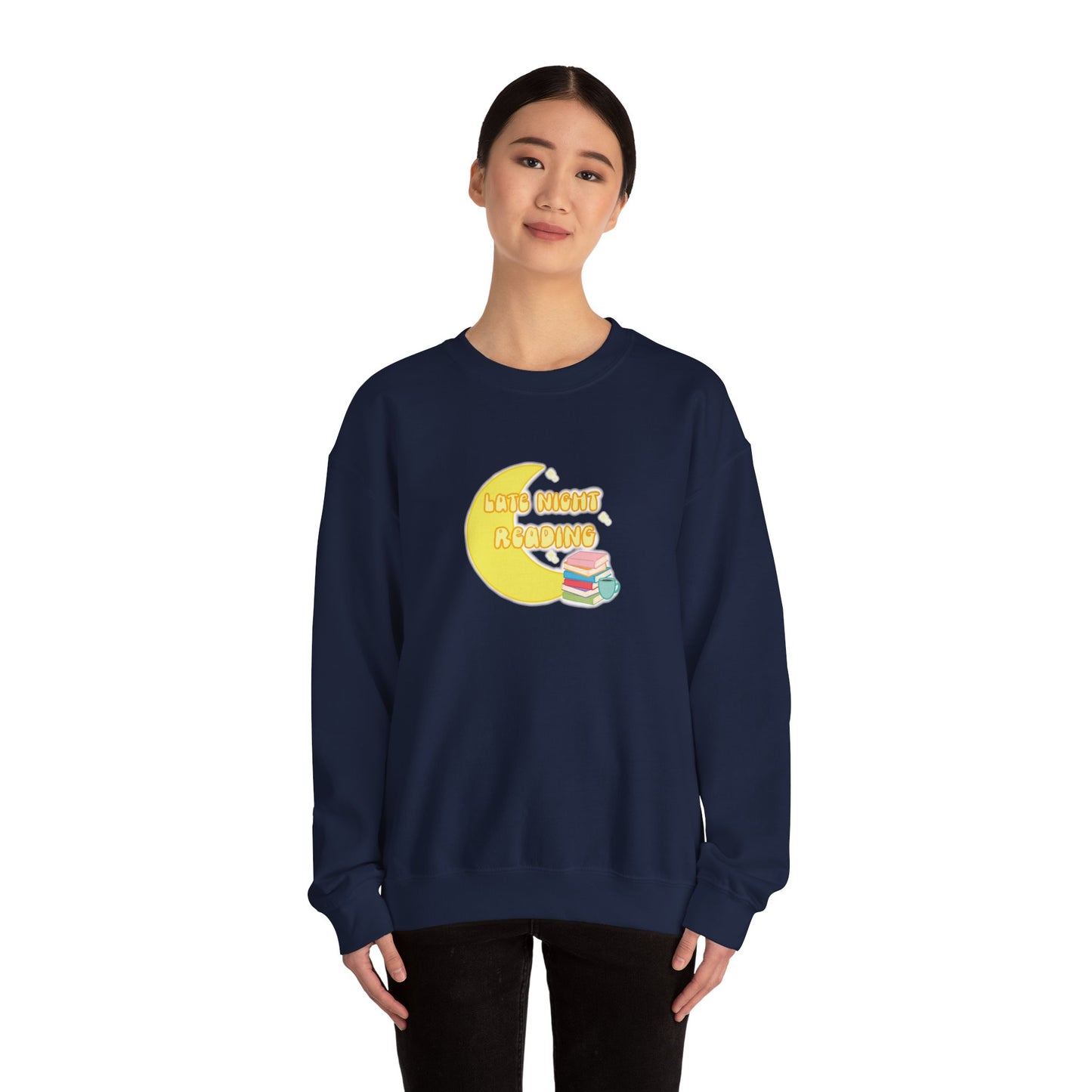 "Late Night Reading" - Cozy Crewneck Heavy Blend Sweatshirt