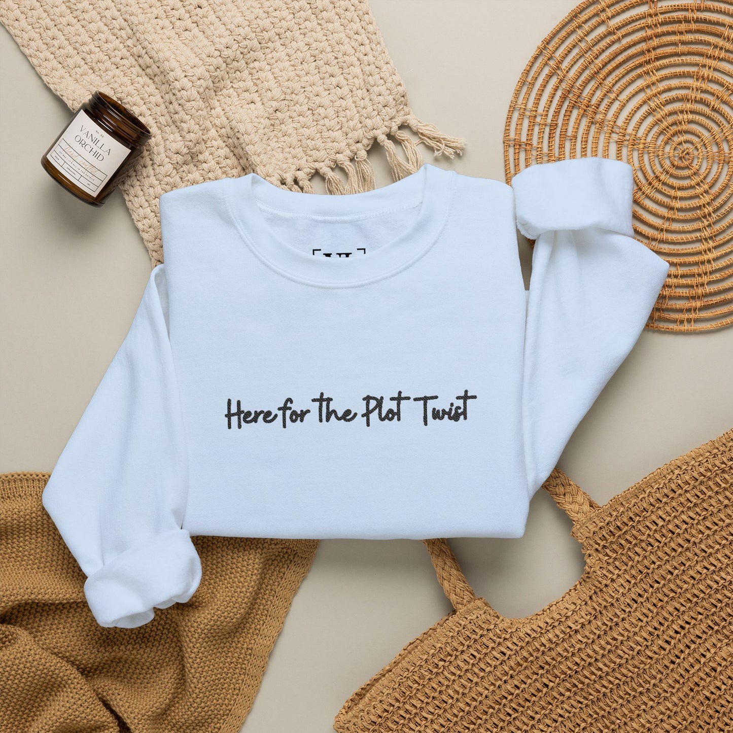 Here for the Plot Twist - Bookish Villa Inspired Embroidered Sweatshirt